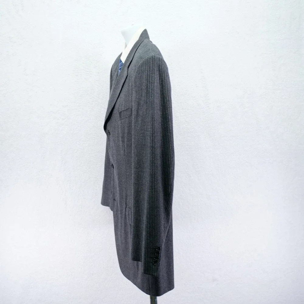 Canali Saks Fifth Ave Super 120's Flannel Wool Striped Gray Suit‎ Jacket 42L